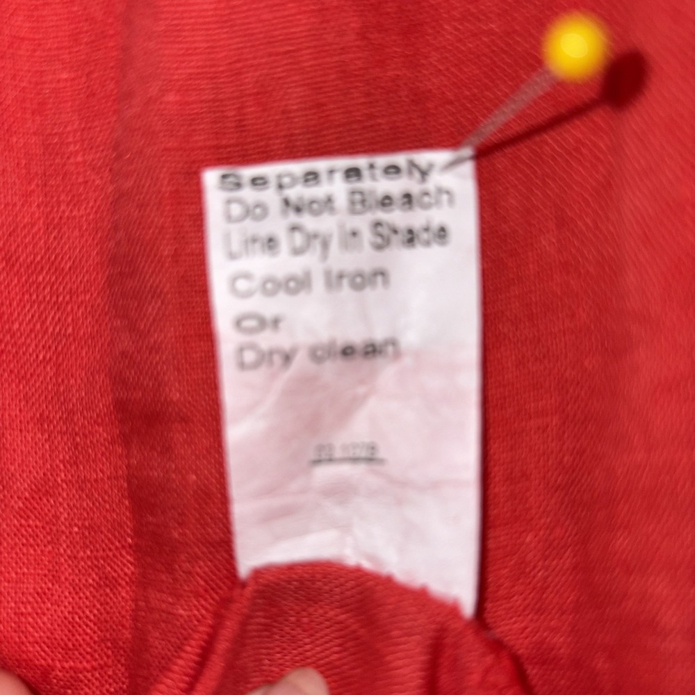 Linen Dress Lungo L' Arno Italy Womens Sz L Red Tie sleeve Lace Boho Beach NWT - Picture 10 of 11